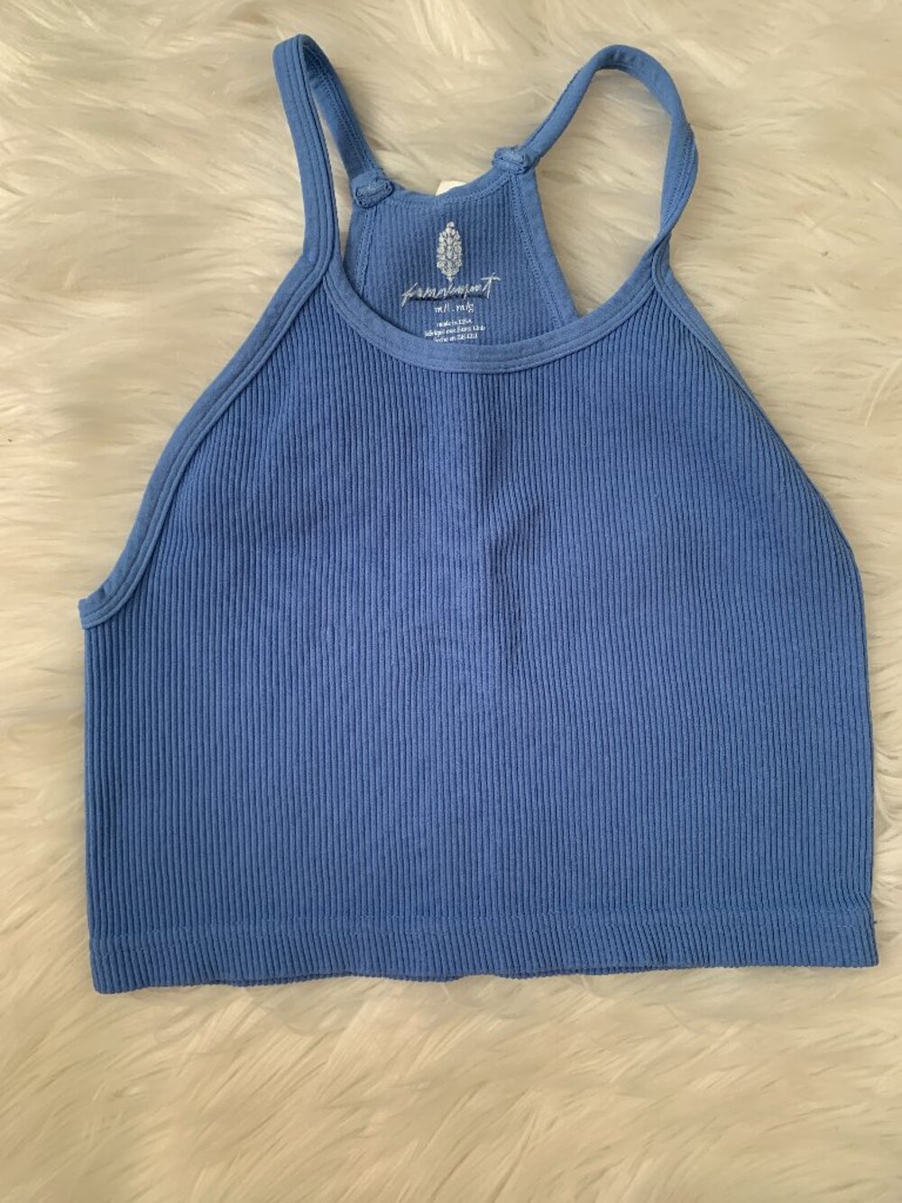 FREE PEOPLE MOVEMENT Happiness Runs Cropped Cami in Coastal Blue Sz M/L